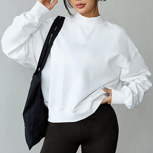 Custom Printed Women Mock Neck Sweatshirt Heavyweight Streetwear Pullover - Product Image 4