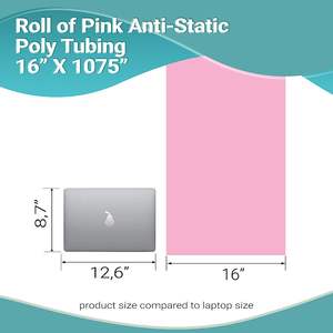 16 'X 1075' resistente Anti-statico poli tubatura rosa rotolo-4 Mil di spessore per applicazioni industriali che memorizzano sensibili elettronica - Product Image 4