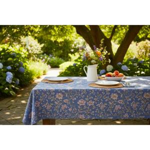Floral Printed Cotton Linen Tablecloth Blue Pink <b>Outdoor</b> Pastoral Style Washable Reusable <b>Table</b> Linen - Product Image 1