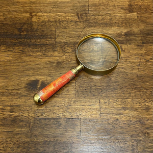 Vintage Gold Tone Magnifying Glass with Orange Fabric Handle Classic Decorative <b>Reading</b> Magnifier Antique Style Desk <b>Accessory</b> - Product Image 3