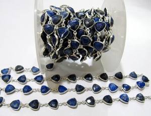 Chaîne de connecteurs en lapis-lazuli naturel, coupe trillian, chaîne de connecteurs briolette, 8 mm, chaîne au mètre - Product Image 4