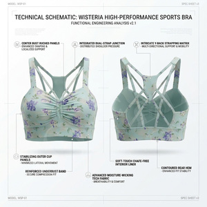 2026 Latest <b>Design</b> Whole Sale Sports Bra Cross Back Yoga Gym Fitness Padded Workout Crop Top Breathable OEM ODM Bulk Sports Bra - Product Image 2