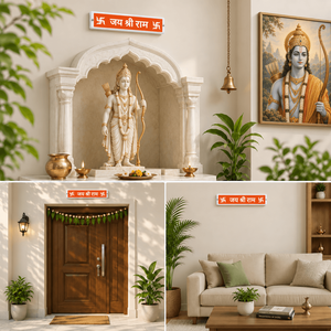 ป้ายไฟ LED สีส้มอ่อน รุ่น Iota Toran JAI SHREE RAM พร้อมขอบสีขาวและสัญลักษณ์สวาสติกา - Product Image 4
