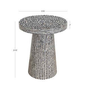 Mesa Auxiliar Hecha a Mano con Incrustaciones de Madreperla, Mesa Lateral con Detalles de Conchas Naturales, Perfecta para Sala de Estar, Decoración Boho para el Hogar - Product Image 2