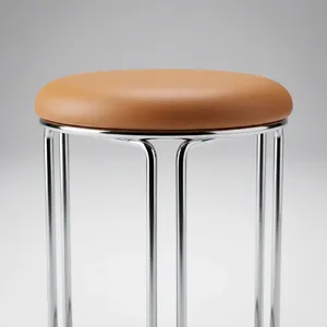 Modern Round Metal <b>Stool</b> with Brown Cushioned <b>Seat</b> Chrome Steel Legs Circular Base for Home Kitchen Bar Office Seating - Product Image 6