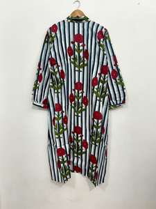 Robe maxi en coton à imprimé floral : robe rayée, tunique bohème - Product Image 6