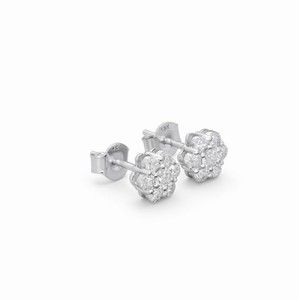 Pendientes de Oro Sólido de 10K, 14K, 18K con Diamantes Cultivados en Laboratorio, Diseño Elegante de Flor con Racimo de Diamantes, Certificados por IGI, Joyería Fina, Regalo de Aniversario - Product Image 3