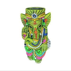 Jarrón Decorativo de Arcilla Hecho a Mano con Diseño Art Deco de Ganesha para Bodas, Cumpleaños y Diwali (Diseño Vertical) - Product Image 1