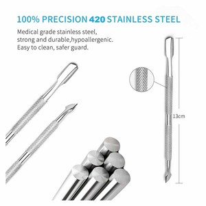 TECTO Dual-End Stainless Steel Cuticle Pusher Manicure <b>Tool</b> Reusable <b>Nail</b> Care Instrument - Product Image 5