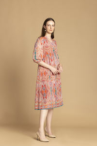 Vestido Casual con Estampado Abstracto Multicolor, Corte Ajustado y Evase, para Uso Diario, Moda Urbana a Precio Accesible - Product Image 3