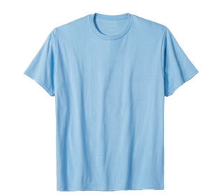 Camiseta de Cuello Redondo para Hombre, Color Azul Claro, Algodón, Corte Regular, Manga Corta, Color Sólido, Estilo Casual, Tejido Jersey - Product Image 1