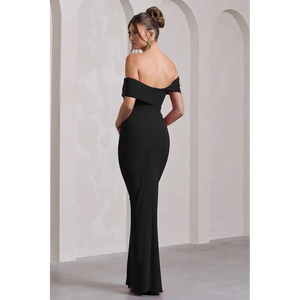 Vestido maxi con hombros descubiertos y nudo frontal, con abertura alta, para ocasiones formales y de noche. - Product Image 4