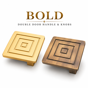 BOLD Square Designer Brass Main <b>Door</b> Handle & <b>Knob</b> - Product Image 1