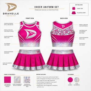 Ensemble d'uniformes de cheerleading personnalisés pour femmes OEM avec panneau arrière effet verre brisé et jupe plissée - Product Image 6