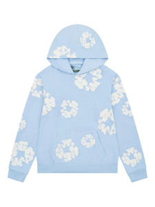 Sudadera con capucha extragrande con estampado floral en azul bebé  Nombres alternativos: * Sudadera con capucha Pastel Bloom * Sudadera con capucha con gráfico de flores en azul suave * - Product Image 1