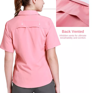 เสื้อตกปลาสำหรับฤดูร้อน เนื้อผ้านุ่ม ยืดหยุ่น ทันสมัย ผลิตจากผ้าฝ้ายผสมสแปนเด็กซ์ เย็นสบาย สำหรับผู้หญิง - Product Image 4