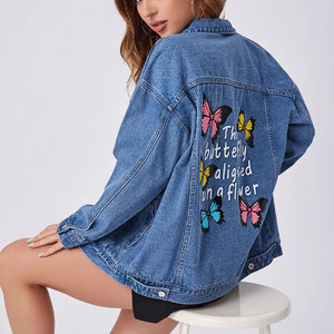 Gilet en jean pour femme, col mandarin, bouton unique, imprimé léopard, décontracté, longueur normale, coton, printemps, style blouson - Product Image 6