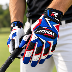 Gant de golf en cuir véritable Ronal Sports, main droite, antidérapant, fermeture auto-agrippante, unisexe, noir, qualité supérieure, en promotion - Product Image 3