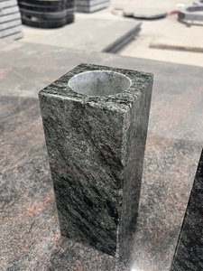 Vases à fleurs en granit vert Olivier de style roumain au design moderne, vases carrés en pierre <span class=keywords><strong>pour</strong></span> <span class=keywords><strong>cimetière</strong></span> et funérailles - Product Image 4