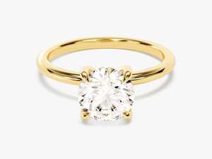 Anillo de compromiso de diamante solitario con halo de corte redondo de 2 quilates y banda oculta de oro, anillo de promesa de diamante, joyería fina para mujer - Product Image 3