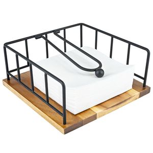 Porta Servilletas de Madera y Metal para Hoteles y Restaurantes, Dispensador de Servilletas de Papel para Mesa - Product Image 3