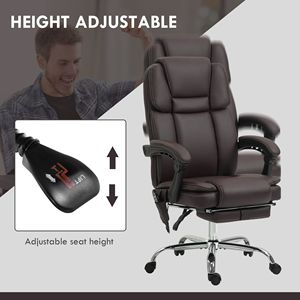 Sedia da Ufficio Ergonomica in Pelle PU Marrone, Confortevole, Riscaldata e Massaggiante, con Altezza Regolabile per Uso in Palestra - Product Image 5