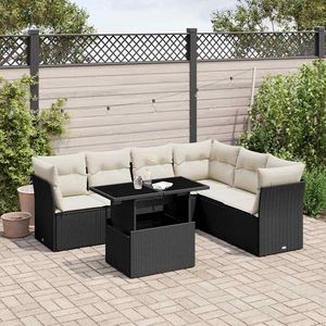 Set Divano da Giardino in Rattan Nero 6 Posti, Arredamento da Esterno Resistente alle Intemperie, Design Contemporaneo - Product Image 1