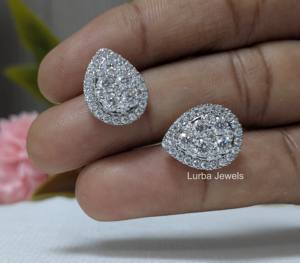 Boucles d'oreilles clous en moissanite taille ronde 2 carats avec halo, en argent sterling 925, style vintage, pour femme, pour mariage et usage quotidien - Product Image 5