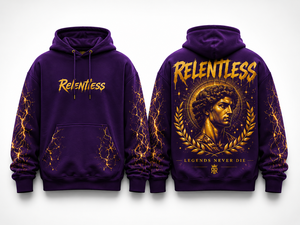 Sudadera con Capucha Personalizada con Gráfico de Rayo Morado y Dorado, Estilo Urbano, Unisex, OEM, ODM - Product Image 3