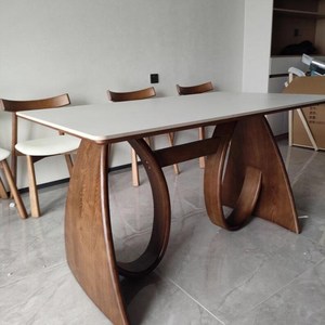 Mesa de comedor rectangular moderna, mesa escultórica de madera maciza, muebles de comedor personalizados hechos a mano de 160cm - Product Image 5