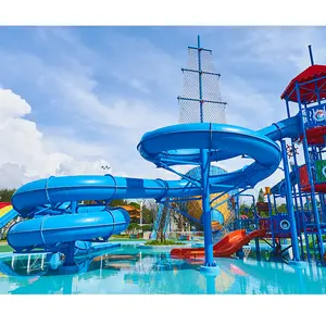 Equipamento espiral grande para piscina, parque aquático, piscina, playground ao ar livre, corrediça de água em fibra de vidro