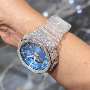 Reloj de Cuarzo Analógico de Lujo para Hombre, 46 mm, Caja Redonda con Pedrería, Esfera Azul, Resistente al Agua 20 BAR, Correa de Acero Inoxidable para Niños - Product Image 3