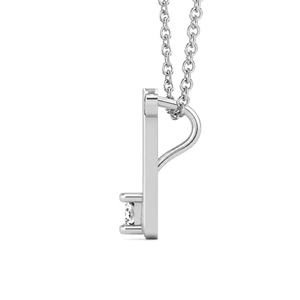 Collar con Colgante de Letra E con Diamantes Cultivados en Laboratorio de Corte Redondo Minimalista, Joyería de Oro Sólido de 10k/14k de Alta Gama en Oferta - Product Image 3