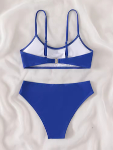 ชุดบิกินี่เอวสูงสำหรับผู้หญิงแบบสั่งทำพิเศษ – ชุดว่ายน้ำสองชิ้นแบบผูกเชือกพร้อมโลโก้โลหะ ชุดชายหาดสุดเซ็กซี่ รับผลิตแบบ OEM ตามสั่ง - Product Image 3