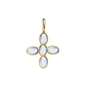 Pendentif croix en opale rose naturelle sertie clos, opale rose ovale lisse 5x3mm, breloques plaquées or, bijoux faits à la main, fournisseurs d'Inde - Product Image 2