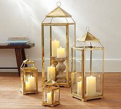 <b>Brass</b> <b>Lantern</b> Candle Holders Set of 4 Mirrored Glass Wedding Home Decoration Durable Metal <b>Lanterns</b> - Product Image 2