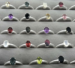 Natural Assorted Gemstone Brass Silver Plated Bezel Setting <b>Rings</b> Handmade <b>Statement</b> <b>Rings</b> Unisex Wholesale Fashion Bulk <b>Ring</b> - Product Image 1