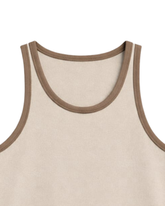 Custom Solid Beige <b>Men</b> Tank Top Cotton Sleeveless Vest O Neck Summer Gym Workout Casual Plain <b>Singlet</b> OEM Manufacturer Supplier - Product Image 6