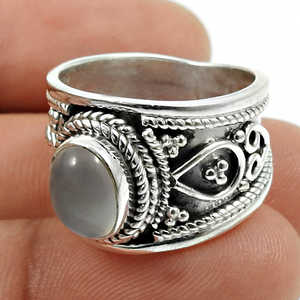 Bague vintage en chalcédoine naturelle, en argent sterling 925 massif, bijoux bohèmes pour homme, au prix le plus bas - Product Image 2