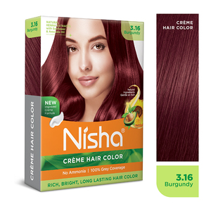 Tinte para el cabello Nisha Borgoña Creme para mujer 20G + 20ml bolsa de larga duración 100% cobertura gris Color permanente - Product Image 6