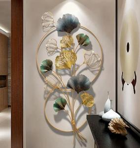 Modern Metal Foliage Wall <b>Art</b> Circular Design Gold Frame Handmade Decor for Home Decoration Medium 25-32 Inch - Product Image 2