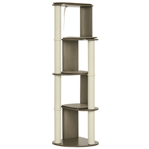 Albero per Gatti Moderno ad Angolo da 65 Pollici, Torre Multilivello Alta con Tiragraffi, Adatto anche per Gattini Piccoli, Facile da Imballare in Cartone - Product Image 1