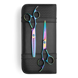 Tijeras de Peluquería Profesionales de Acero Inoxidable Japonés, Color Rosa Arcoíris, para Zurdos, Duraderas, para Uso en Salones - Product Image 5