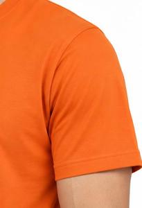 T-shirt Homme Orange à Manches Courtes Col Rond Coupe Droite Décontracté Couleur Unie 100% Coton Jersey Tricoté Design Uni Respirant à l'Avant - Product Image 5