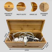 Boîte de rangement pour câbles en bois massif avec couvercle, organisateur de cordons en bois de qualité supérieure pour bureau, multiprise, routeur et gestion des fils