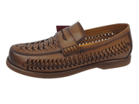 Mocassins en daim marron tabac à enfiler, semelle extérieure en caoutchouc amortie, couleur unie, confort toutes saisons, doublure en PU décorée de métal