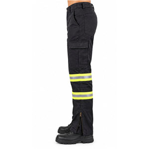 Pantalon de travail réfléchissant noir 100 % coton pour homme, personnalisable avec logo, pantalon cargo pour la construction et les mines - Product Image 4
