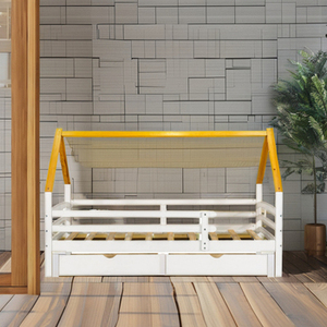 Cama moderna de Vietnam para niños con marco de madera con listones de protección contra caídas y cajones de almacenamiento para dormitorio o uso en hoteles - Product Image 2