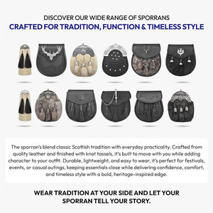Sporran Escocés de Cuero y Piel Negros con Diseño de Nudo Celta, Accesorio Tradicional para Kilt de las Tierras Altas para Hombre, Sporran Celta Hecho a Mano - Product Image 6