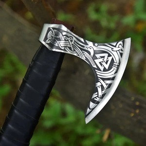 Handmade Outdoor Viking Hatchet Handcrafted Carbon Steel With Wood & Leather Wrapped Handle <b>Axe</b> Industrial & DIY Grade <b>Axe</b> - Product Image 4
